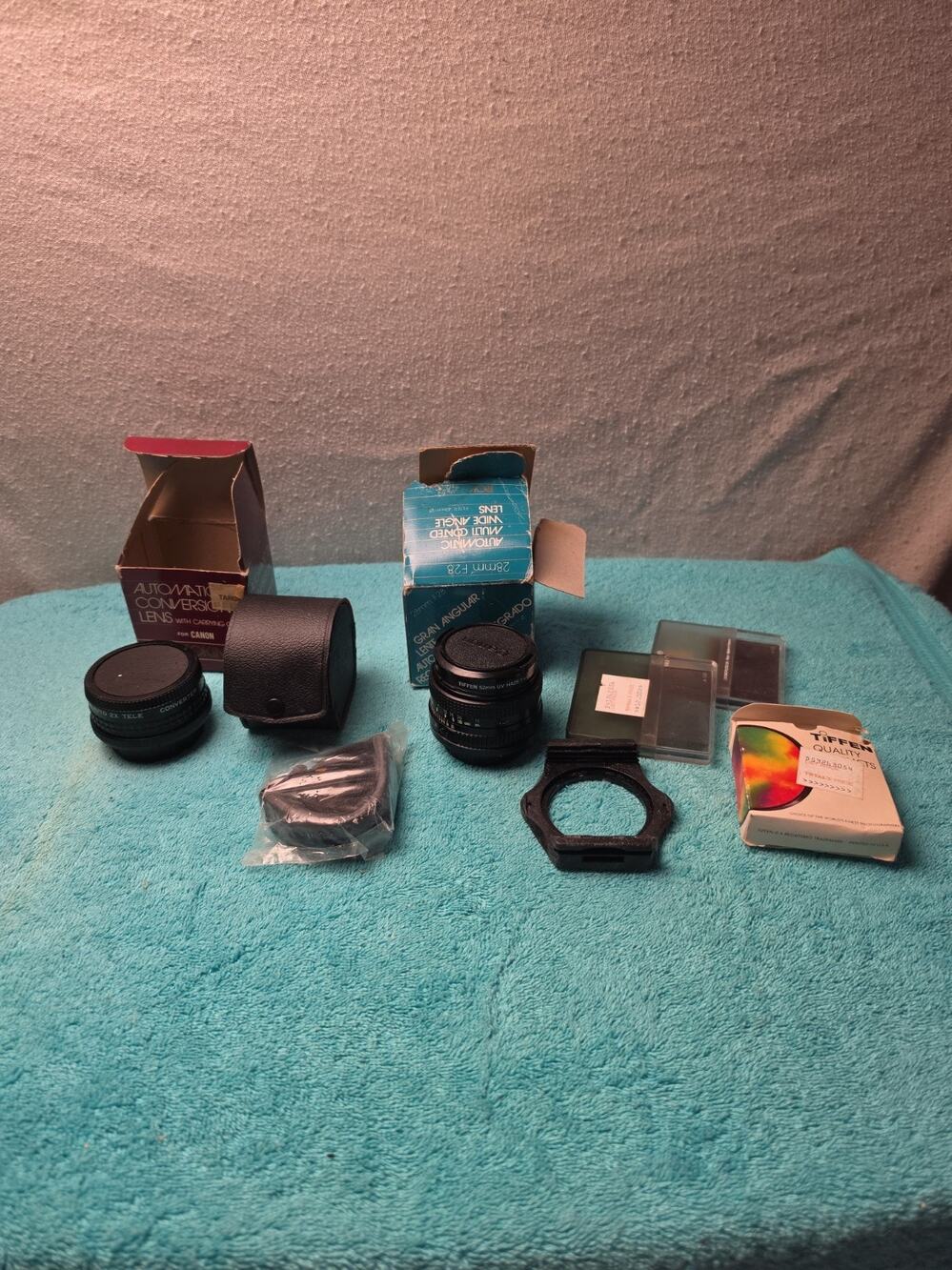 Vintage Camera Lens Lot - 28mm f/2.8 Wide Angle, Auto 2x Teleconverter for...
